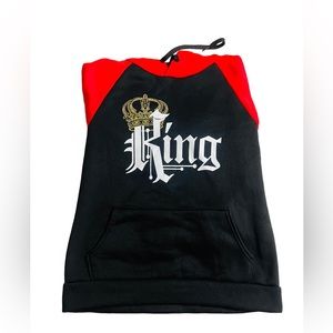 Men black red king graphic long sleeve pullover hoodie